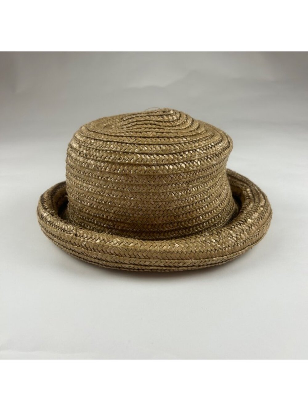 Rolled Brim Woven Straw Hat OS - Picture 4 of 6